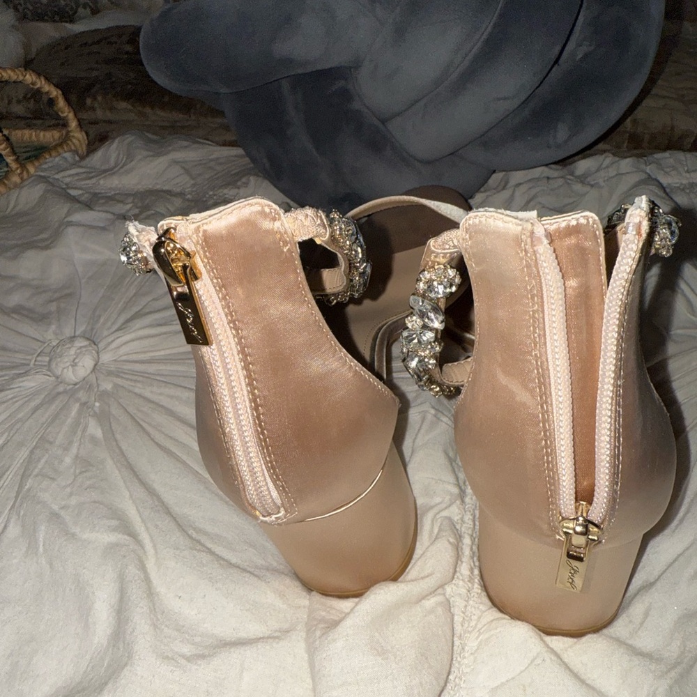 Badgley Mischka Jeweled Ankle Strap Heels - Picture 5 of 5